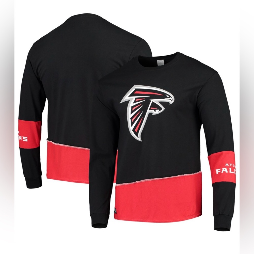 Refried Apparel Black/Red Atlanta Falcons Upcycled Angle Long Sleeve Shirt